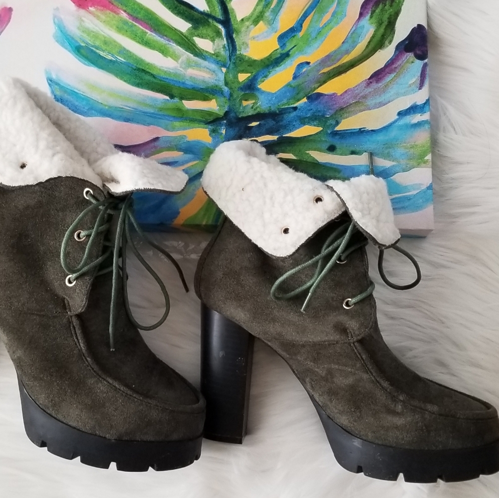Cape Robbin Olive Fleece Lined Platform Bootie